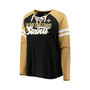 Women's Branded Black, Vegas Gold New Orleans Saints Plus Size True to Form Lace-Up V-Neck Raglan Long Sleeve T-shirt