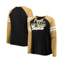Women's Branded Black, Vegas Gold New Orleans Saints Plus Size True to Form Lace-Up V-Neck Raglan Long Sleeve T-shirt