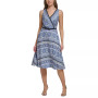 Women's Printed Belted Fit & Flare Dress