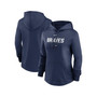 Women's Navy Atlanta Braves Authentic Collection Pregame Performance Pullover Hoodie