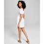 Women's Puffed-Sleeve Ruched-Waist A-Line Dress