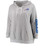 Women's Plus Size Heathered Gray Buffalo Bills Lace-Up Pullover Hoodie