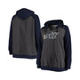 Women's Branded Charcoal, Navy Utah Jazz Plus Size Raglan Notch Neck Pullover Hoodie