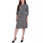 Women's 3/4 Sleeve Roll Tab Shirtdress with Belt