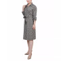 Women's 3/4 Sleeve Roll Tab Shirtdress with Belt