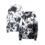 Women's Black and White Pittsburgh Penguins Dakota Tie-Dye Oversized Half-Zip Hoodie