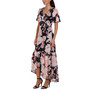 Women's Floral-Print Flutter-Sleeve Maxi Dress