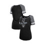 Women's Black, Silver Las Vegas Raiders Logo Lace-Up Raglan T-shirt