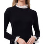 Women's Ruffled-Neck and Cuff Long Sleeve Sweater Dress