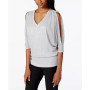 Split-Sleeve Metallic Blouson Top