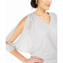 Split-Sleeve Metallic Blouson Top