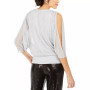 Split-Sleeve Metallic Blouson Top