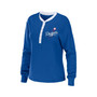 Women's Royal Los Angeles Dodgers Waffle Henley Long Sleeve T-shirt