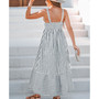Women's Striped Ruched Maxi Beach Dress
