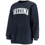 Women's Navy Arizona Wildcats Comfy Cord Vintage-Like Wash Basic Arch Pullover Sweatshirt