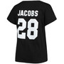 Women's Plus Size Josh Jacobs Black Las Vegas Raiders Name Number V-Neck T-shirt