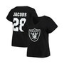 Women's Plus Size Josh Jacobs Black Las Vegas Raiders Name Number V-Neck T-shirt