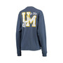 Women's Navy Michigan Wolverines Pocket Oversized Long Sleeve T-shirt