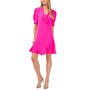 Women's Short Sleeve Ruffled Tie V-Neck Dress