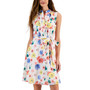 Women's Floral-Print Eyelet Sleeveless Shirtdress