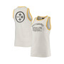 Women's White and Gold Pittsburgh Steelers Throwback Pop Binding Scoop Neck Tank Top