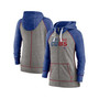 Women's Heathered Charcoal and Heathered Royal Chicago Cubs Split Wordmark Gym Vintage-Like Raglan Slub Full-Zip Hoodie