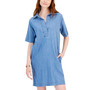 Women's Popover Short-Sleeve Chambray Dress