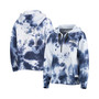 Women's White, College Navy Seattle Seahawks Dakota Oversized Tie-Dye Half-Zip Hoodie