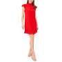 Women's Mock Neck Flutter-Sleeve Clip-Dot Dress