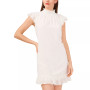 Women's Mock Neck Flutter-Sleeve Clip-Dot Dress