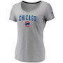 Women's Gray Chicago Cubs Wordmark and Logo Space-Dye V-Neck T-shirt