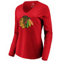 Women's Red Chicago Blackhawks Primary Logo Long Sleeve V-Neck T-shirt