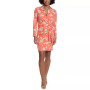 Petite Printed Point-Collar Faux-Wrap Dress