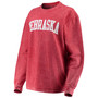 Women's Scarlet Nebraska Huskers Comfy Cord Vintage-Like Wash Basic Arch Pullover Sweatshirt