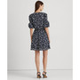 Women's Print Tie-Front Cotton Puff-Sleeve Dress
