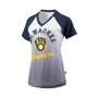 Women's Navy and White Milwaukee Brewers Shortstop Ombre Raglan V-Neck T-shirt