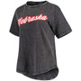 Women's Black Nebraska Huskers Shortstop Mineral Wash T-shirt