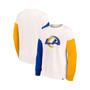 Women's Branded White Los Angeles Rams Colorblock Primary Logo Pullover Sweatshirt