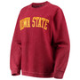 Women's Cardinal Iowa State Cyclones Comfy Cord Vintage-Like Wash Basic Arch Pullover Sweatshirt
