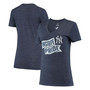 Women's Heathered Navy New York Yankees Hometown Pinstripe Tri-Blend V-Neck T-shirt