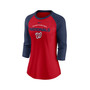 Women's Red, Navy Washington Nationals Modern Baseball Arch Tri-Blend Raglan 3/4-Sleeve T-shirt