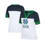 Women's White, Heather Navy Notre Dame Fighting Irish Frost Yourself Notch Neck T-shirt