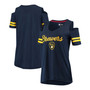 Women's Navy Milwaukee Brewers Extra Inning Cold Shoulder T-shirt