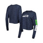 Women's College Navy Seattle Seahawks Crop Long Sleeve T-shirt