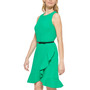 Women's Ruffled Belted Sheath Dress