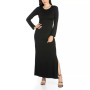 Women's Long Sleeve Side Slit Fitted Maxi Dress