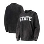 Women's Black Michigan State Spartans Comfy Cord Vintage-Like Wash Basic Arch Pullover Sweatshirt