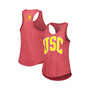 Women's Heather Cardinal USC Trojans Two-Hit Intramural Tri-Blend Scoop Neck Racerback Tank Top