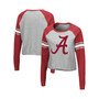 Women's Heathered Gray, Crimson Alabama Crimson Tide Decoder Pin Raglan Long Sleeve T-shirt