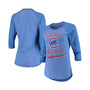 Women's Royal Chicago Cubs Team Baseball Three-Quarter Raglan Sleeve Tri-Blend T-shirt